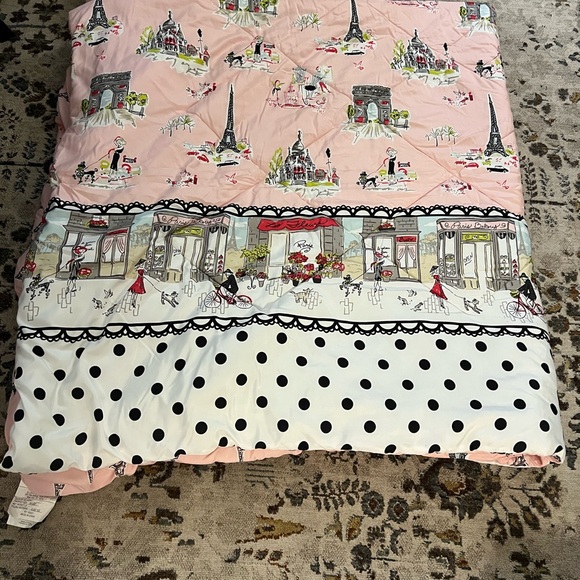 Waverly Paris themed Pink and Black Comforter - Picture 1 of 5